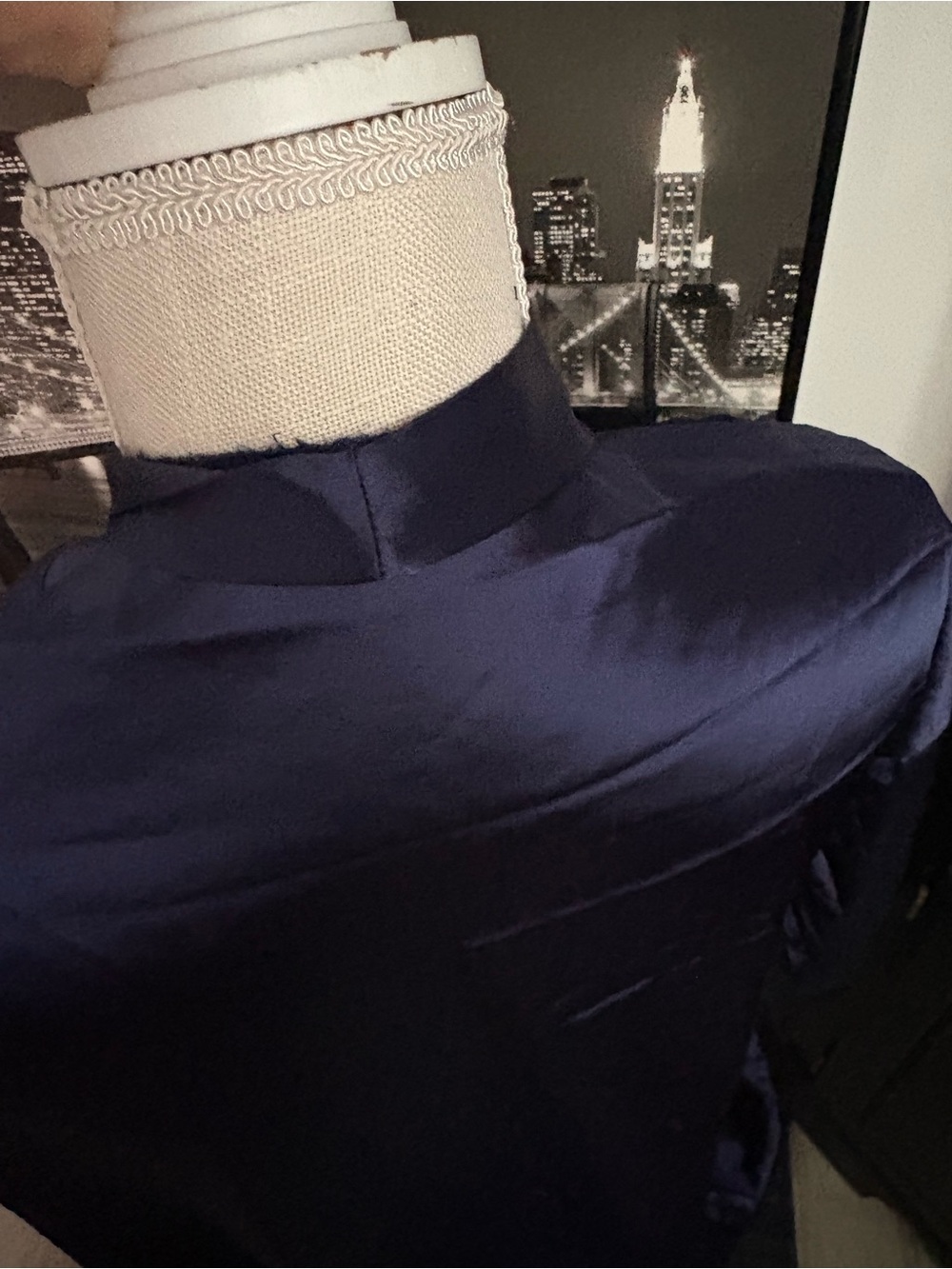 Navy Satin Kimono Robe - Picture 3 of 3